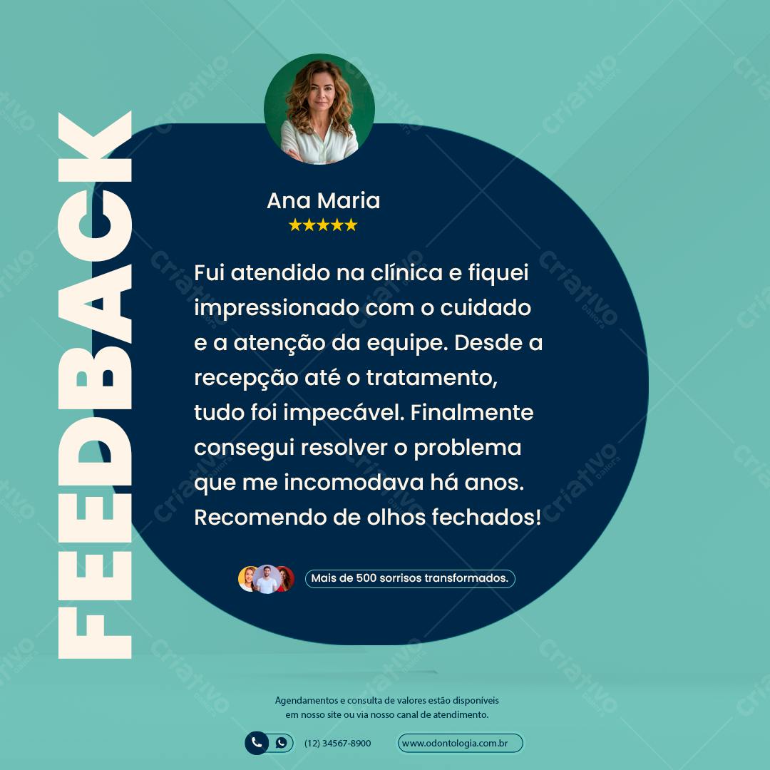 Post de Feedback para Odontologia PSD Editável