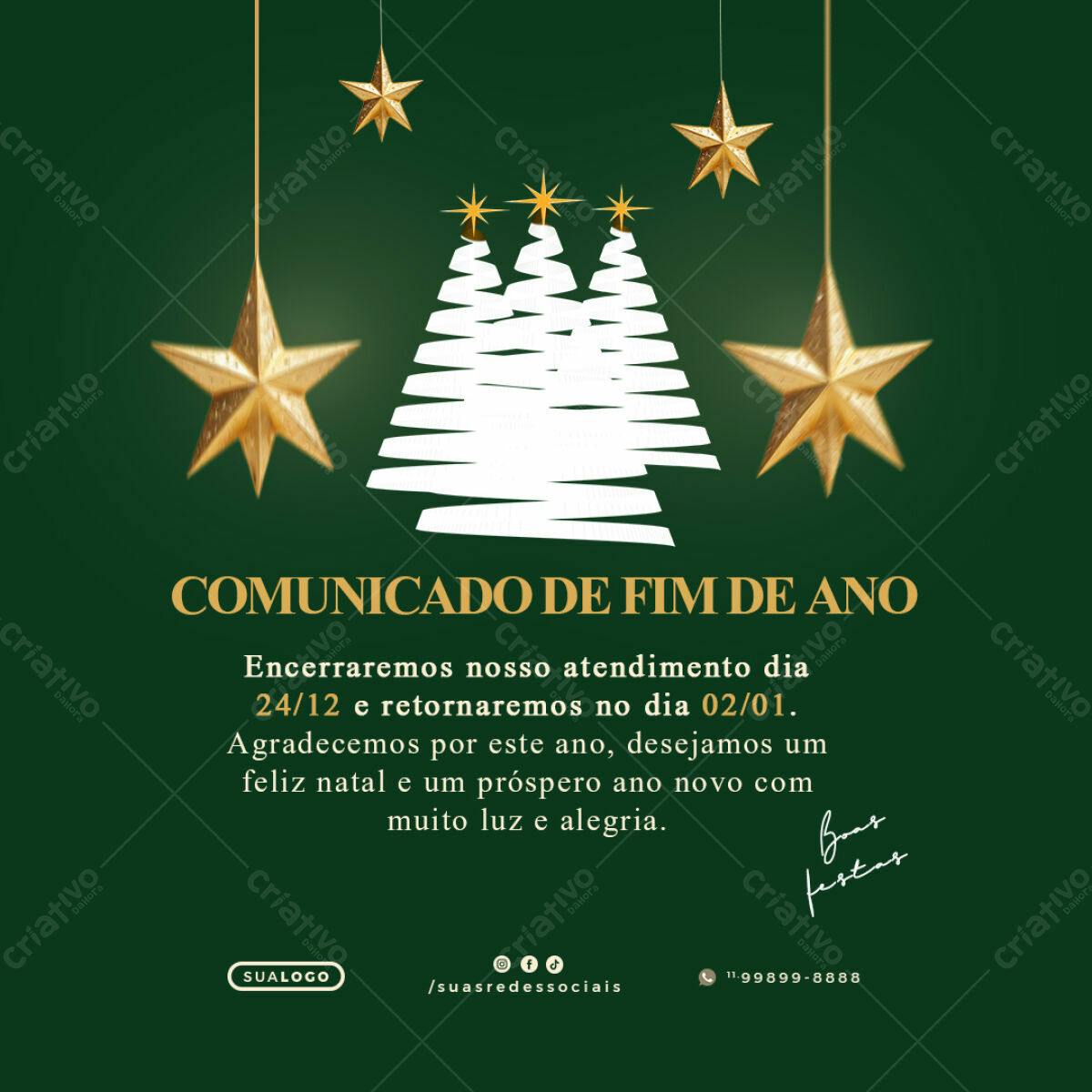 Comunicado Fim de Ano PSD Editável