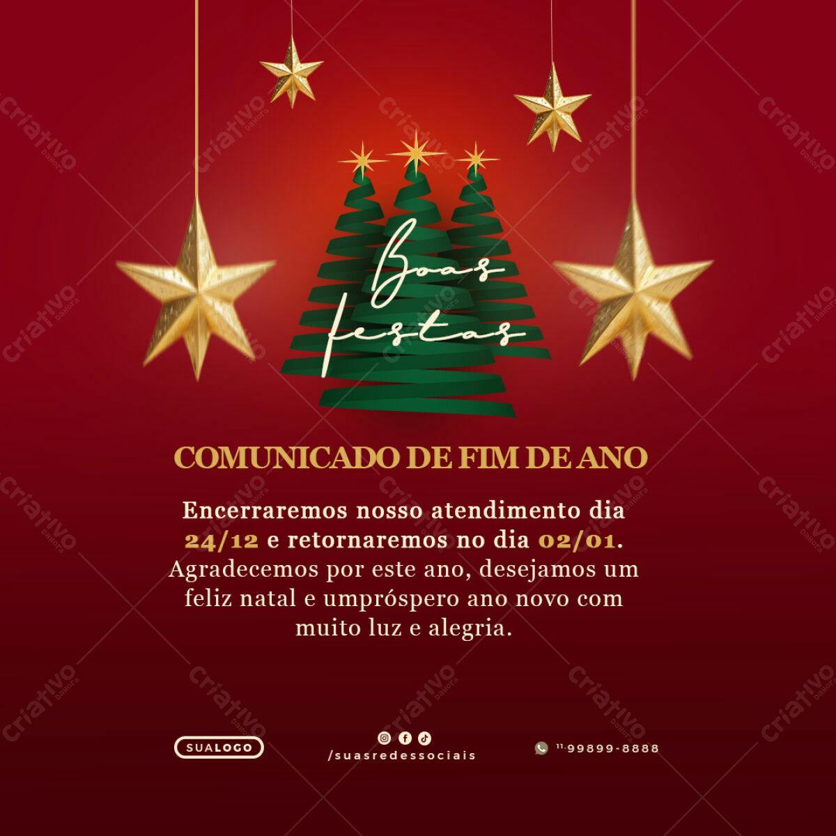 Comunicado Fim de Ano PSD Editável