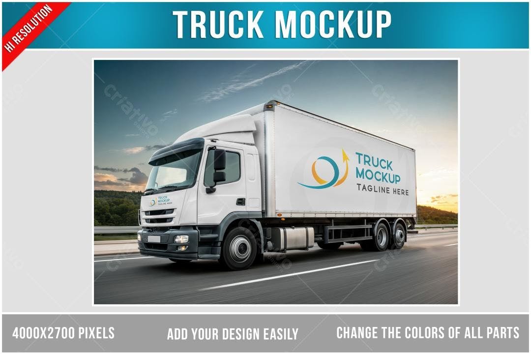 Mockup Caminhão: Modelo Realista para Branding