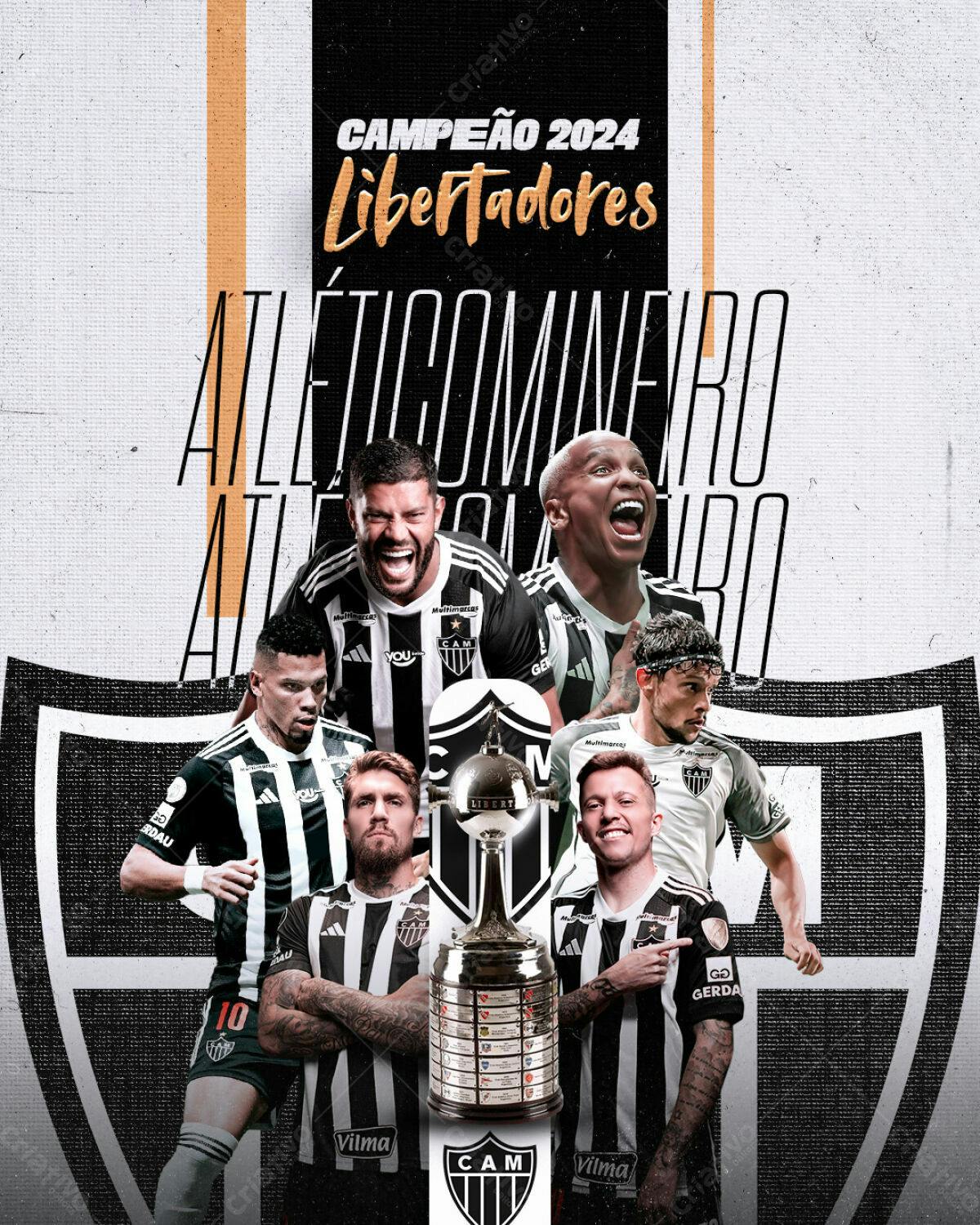 Poster Atlético Mineiro Campeão Libertadores 2024 PSD Editável