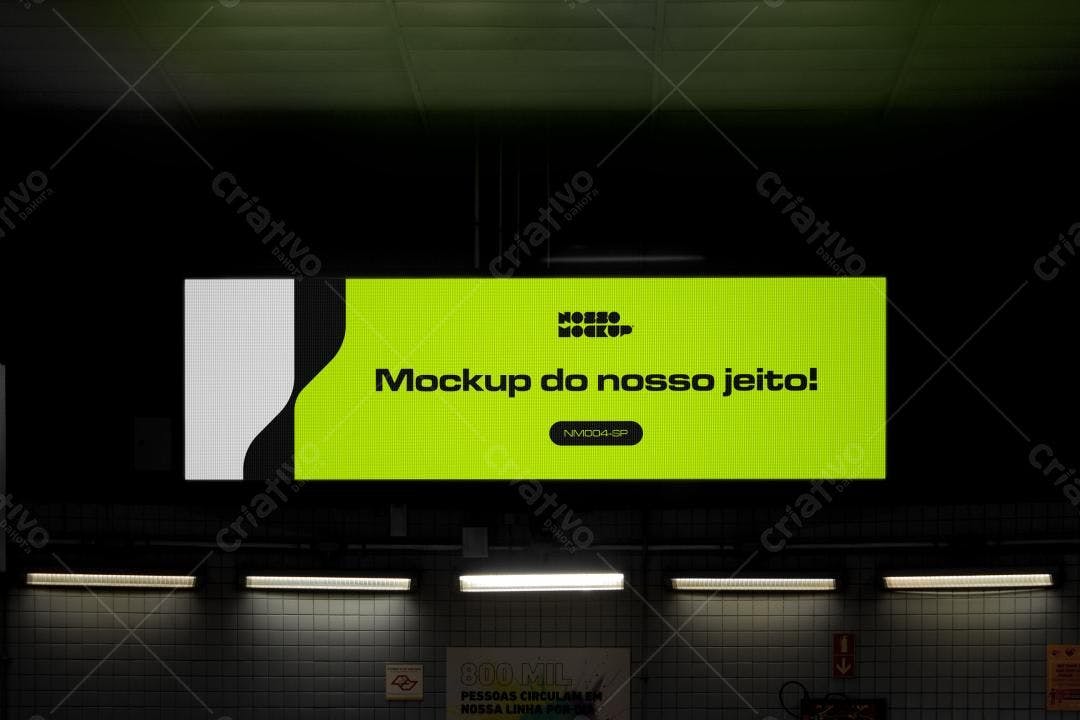 Mockup de Painel Digital em Metrô: Verde Limão