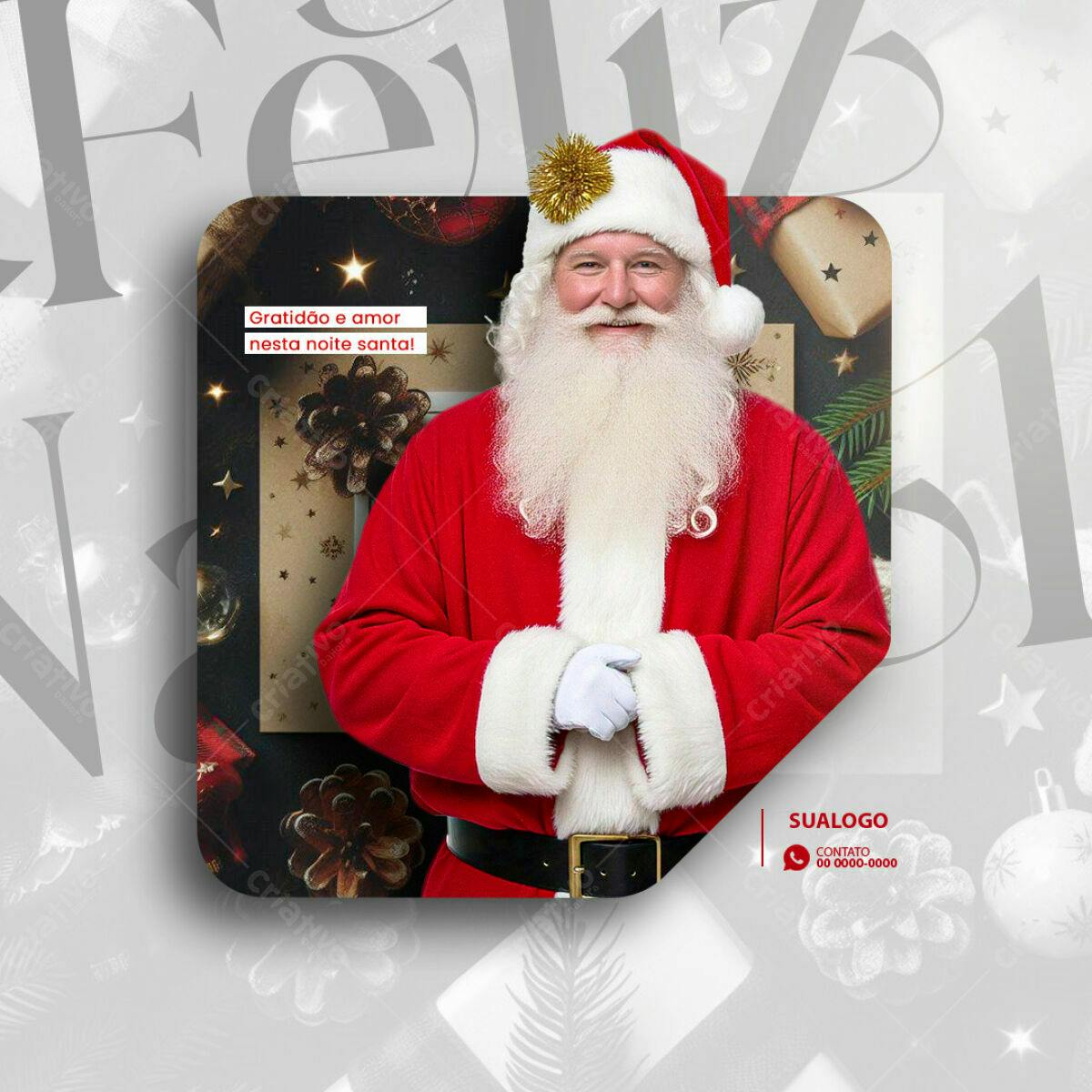Postagem de Natal com Papai Noel PSD Editável