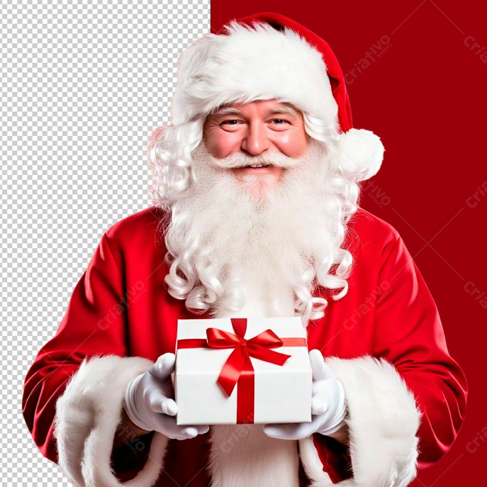 Papai Noel Com Presente Branco