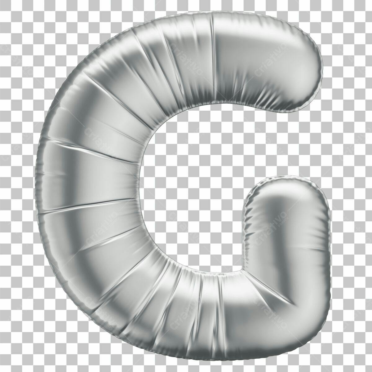 Balão Letra G Prata PSD Editável