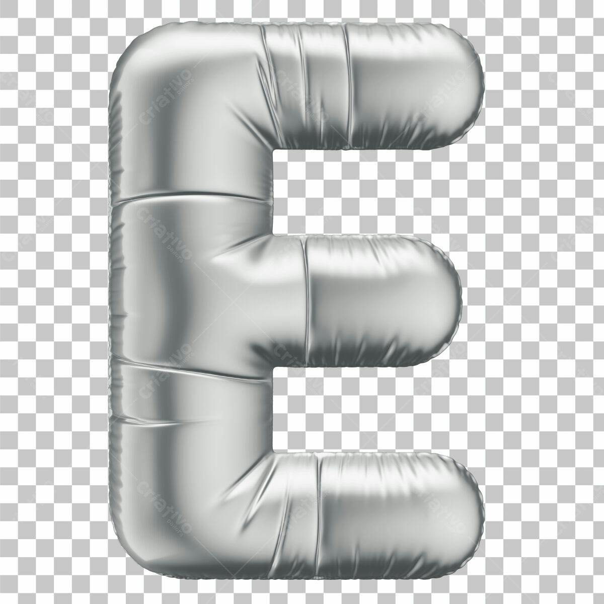 Balão Letra E Prata PSD Editável