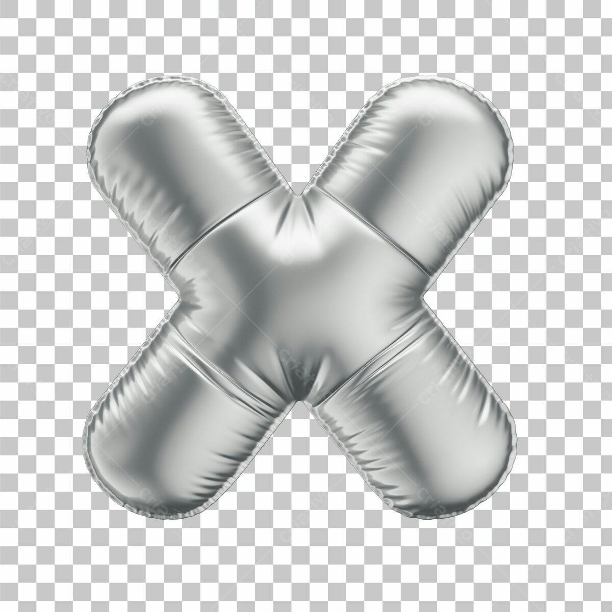Balão em Formato de X Prata PSD Editável
