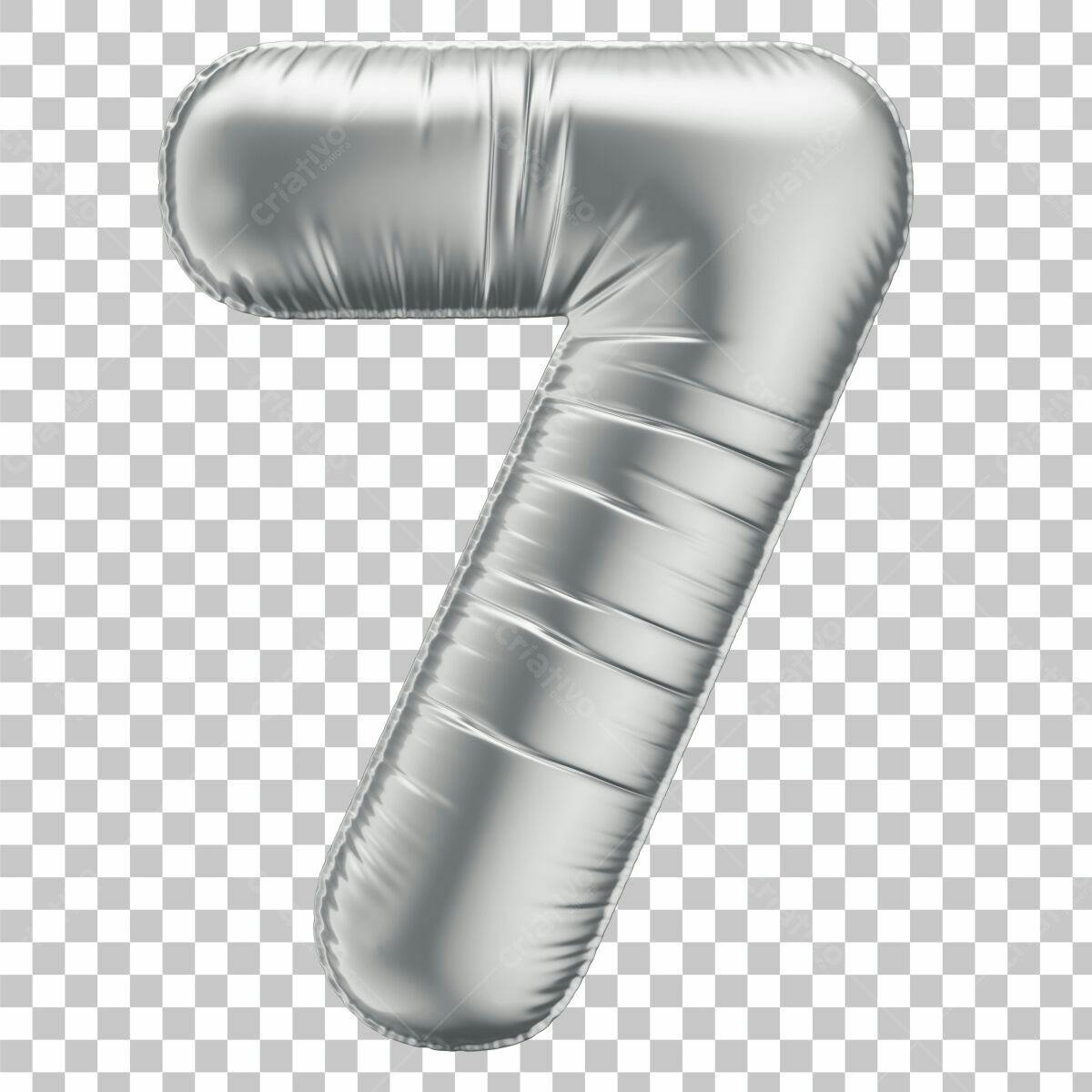 Balão Número 7 Prata PSD Editável