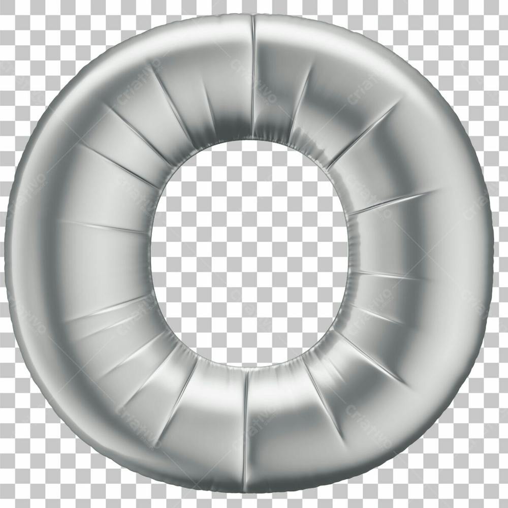 Alfabeto Letra O Em 3D Formato De Balão Prata Comemoração Aniversario Luxo Fundo Transparente