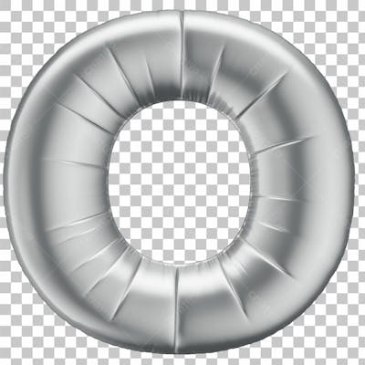 Alfabeto Letra O Em 3D Formato De Balão Prata Comemoração Aniversario Luxo Fundo Transparente