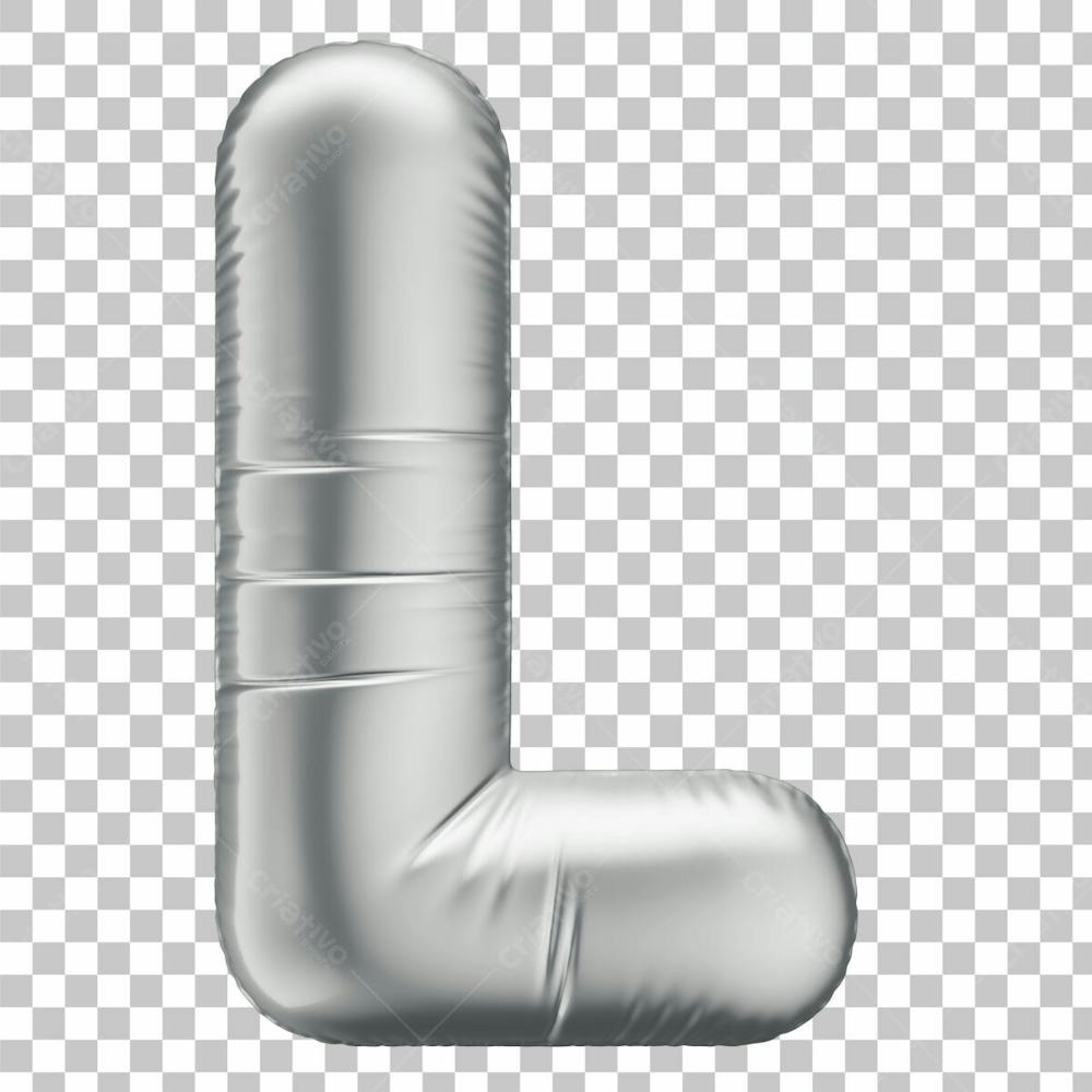 Alfabeto Letra L Em 3D Formato De Balão Prata Comemoração Aniversario Luxo Fundo Transparente