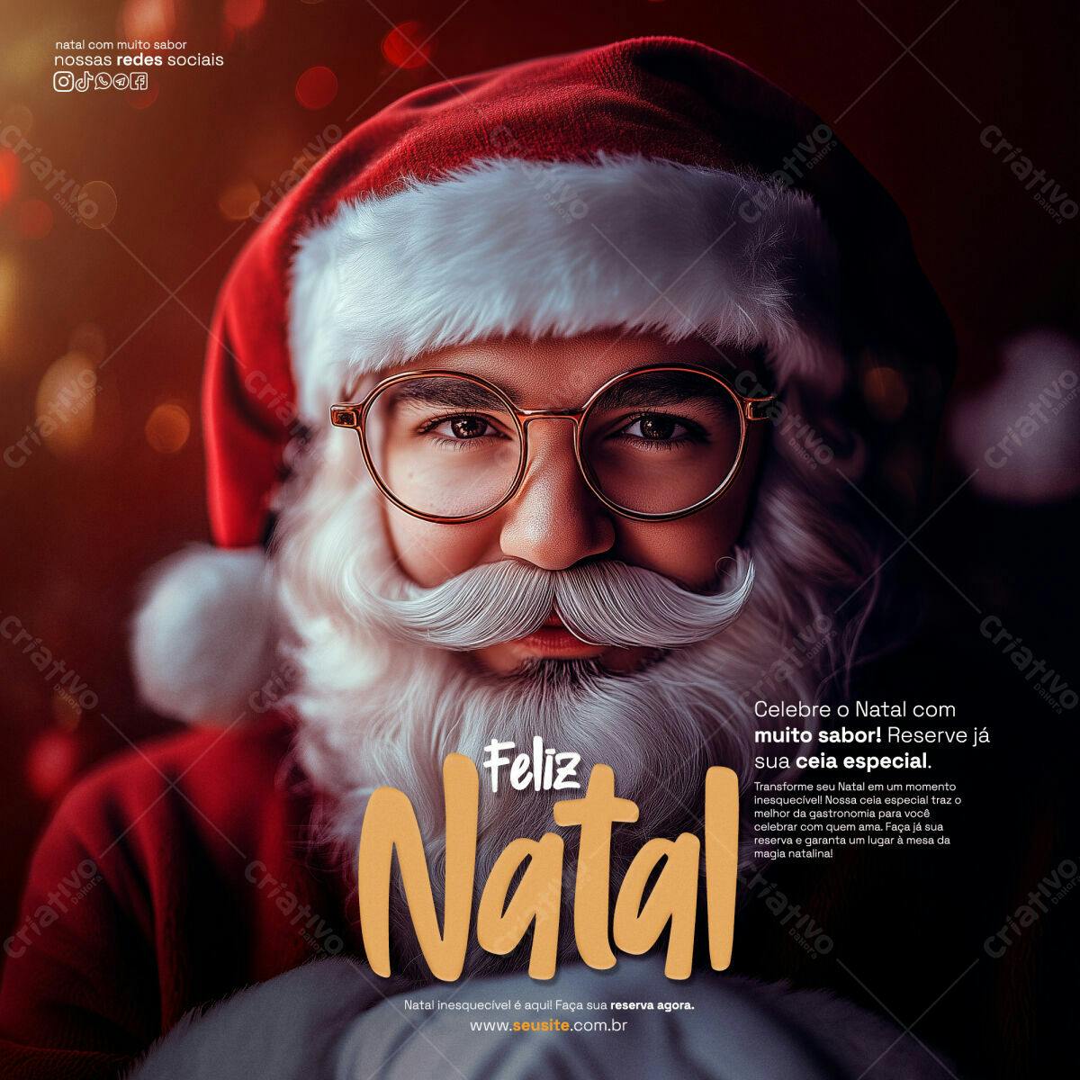 Flyer de Natal com Papai Noel PSD Editável