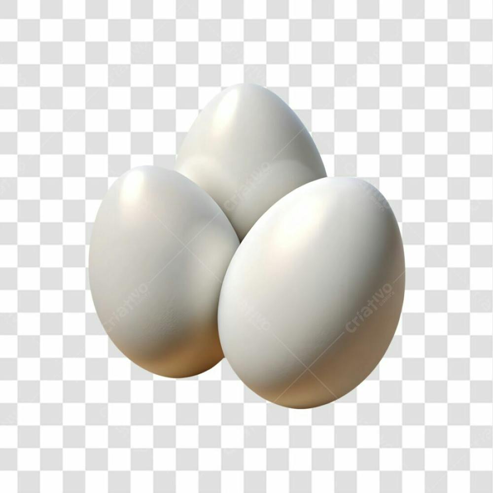 Ovos Brancos Elemento 3D Para Composição Png Ia