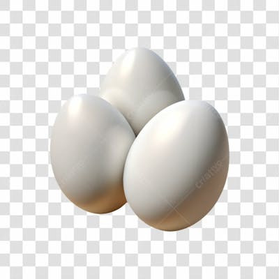 Ovos Brancos Elemento 3D Para Composição Png Ia