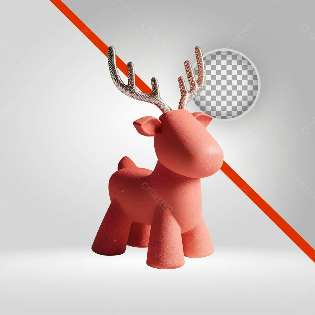 Icone Natal Rena Rosa PNG com fundo transparente