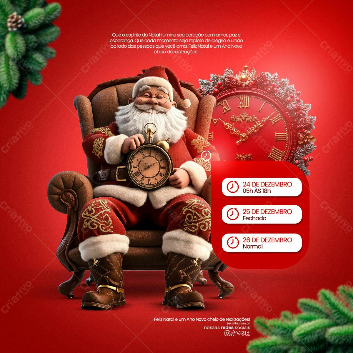Post de Redes Sociais Natal Papai Noel PSD Editável