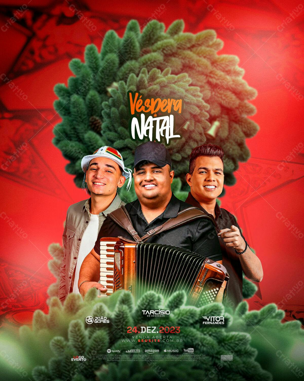 Flyer para Véspera de Natal com Tarcísio do Acordeon PSD Editável