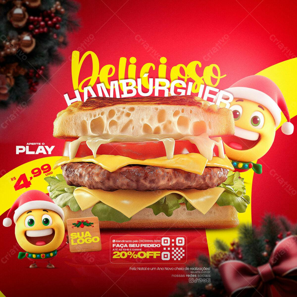 Flyer Natalino Hambúrguer PSD Editável