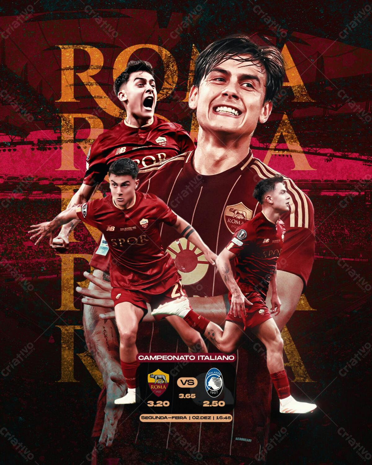 Poster Campeonato Italiano Roma x Atalanta PSD Editável