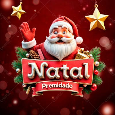 Selo 3D Natal Premiado Social Media Psd Editável
