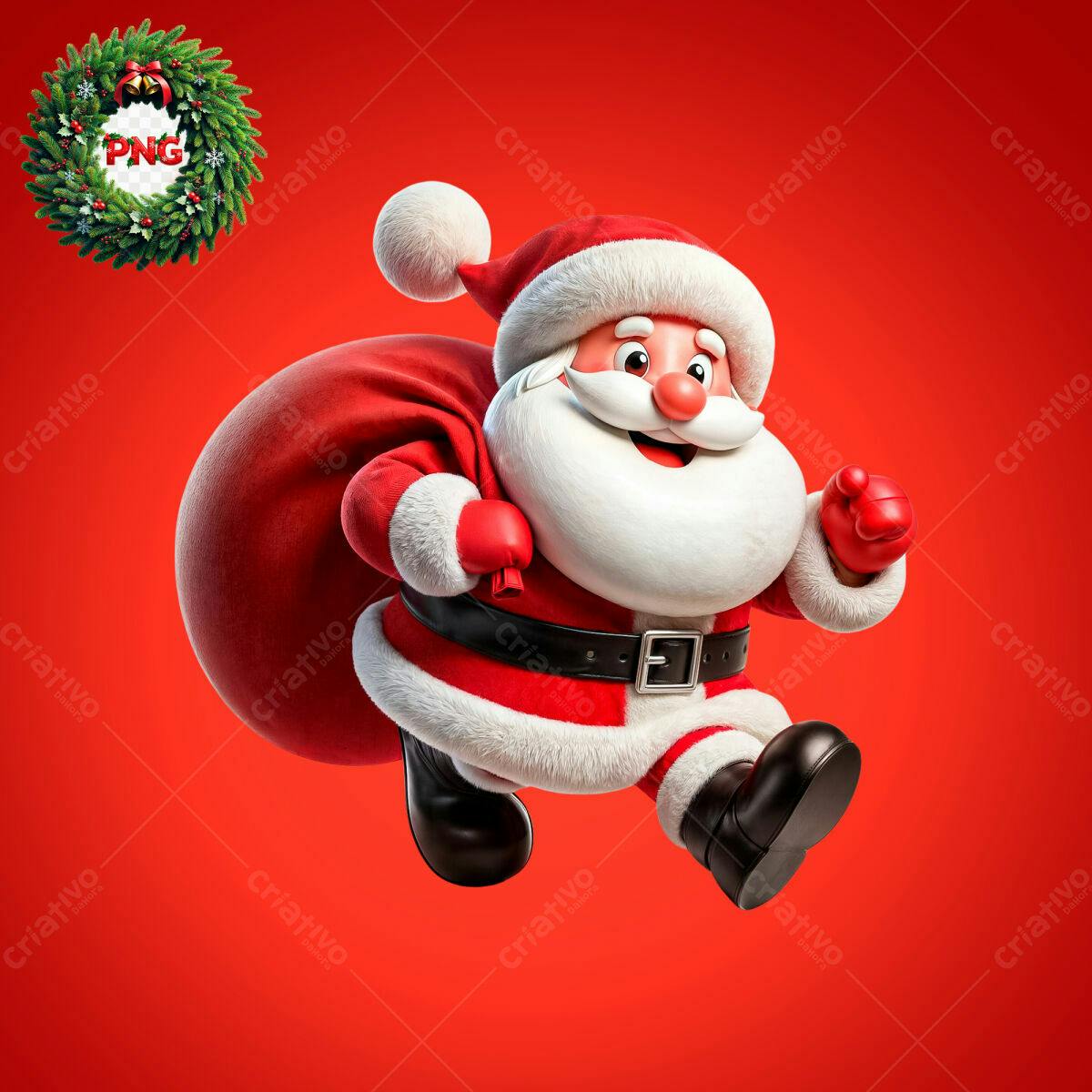 PSD Papai Noel Natalino 3D para Flyer e Cartões PSD Editável