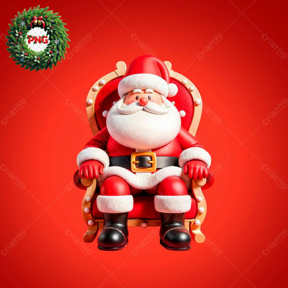 PSD Papai Noel Natalino 3D para Cartões PSD Editável