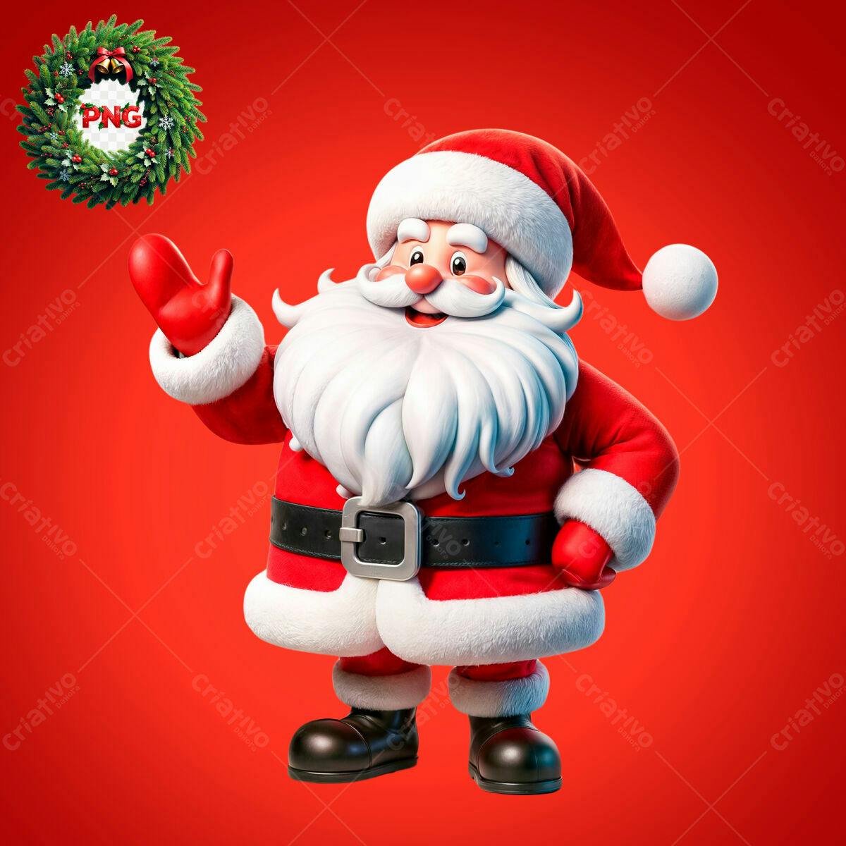 PSD Papai Noel Natalino 3D para Cartão de Boas Festas