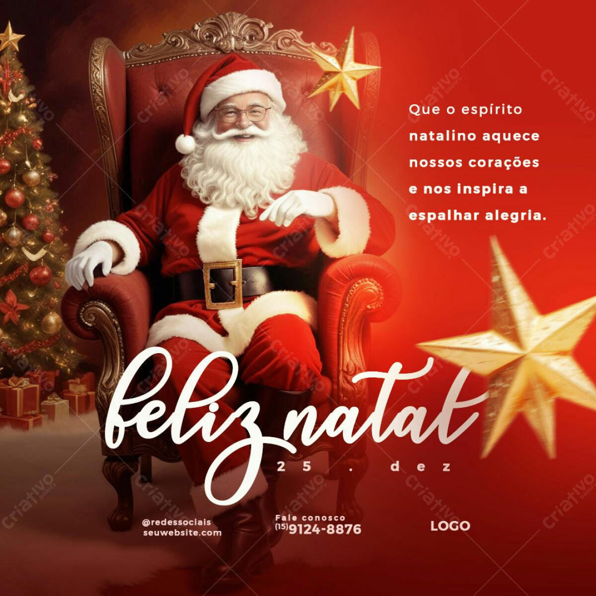 Postagem de Natal com Papai Noel PSD Editável