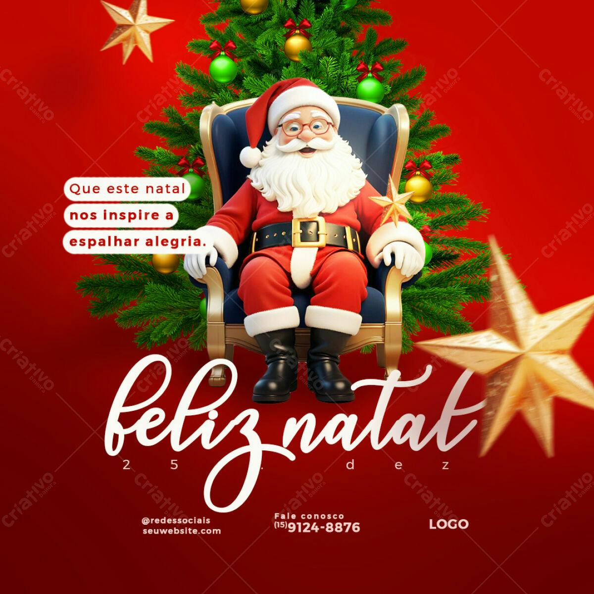Postagem de Natal com Papai Noel PSD Editável