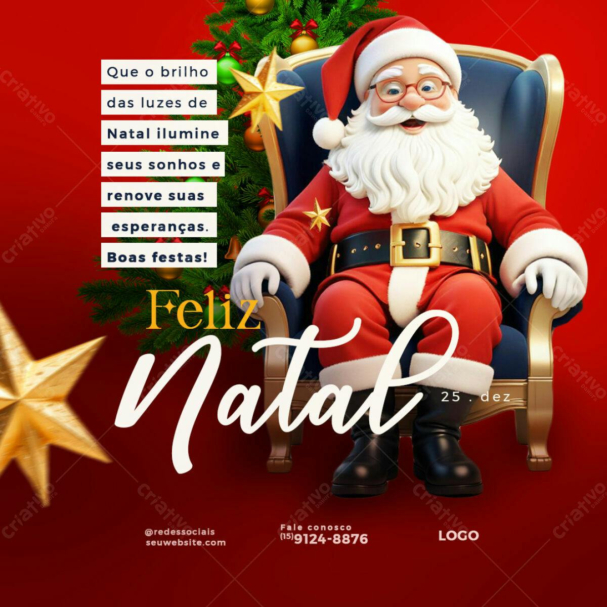 Postagem de Natal com Papai Noel PSD Editável