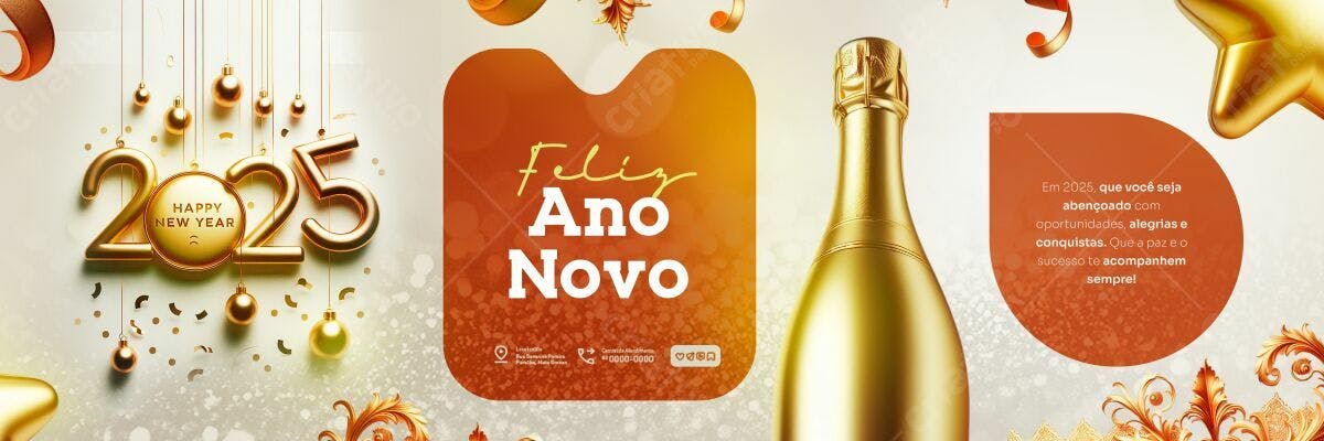 Banner Feliz Ano Novo 2025 PSD Editável
