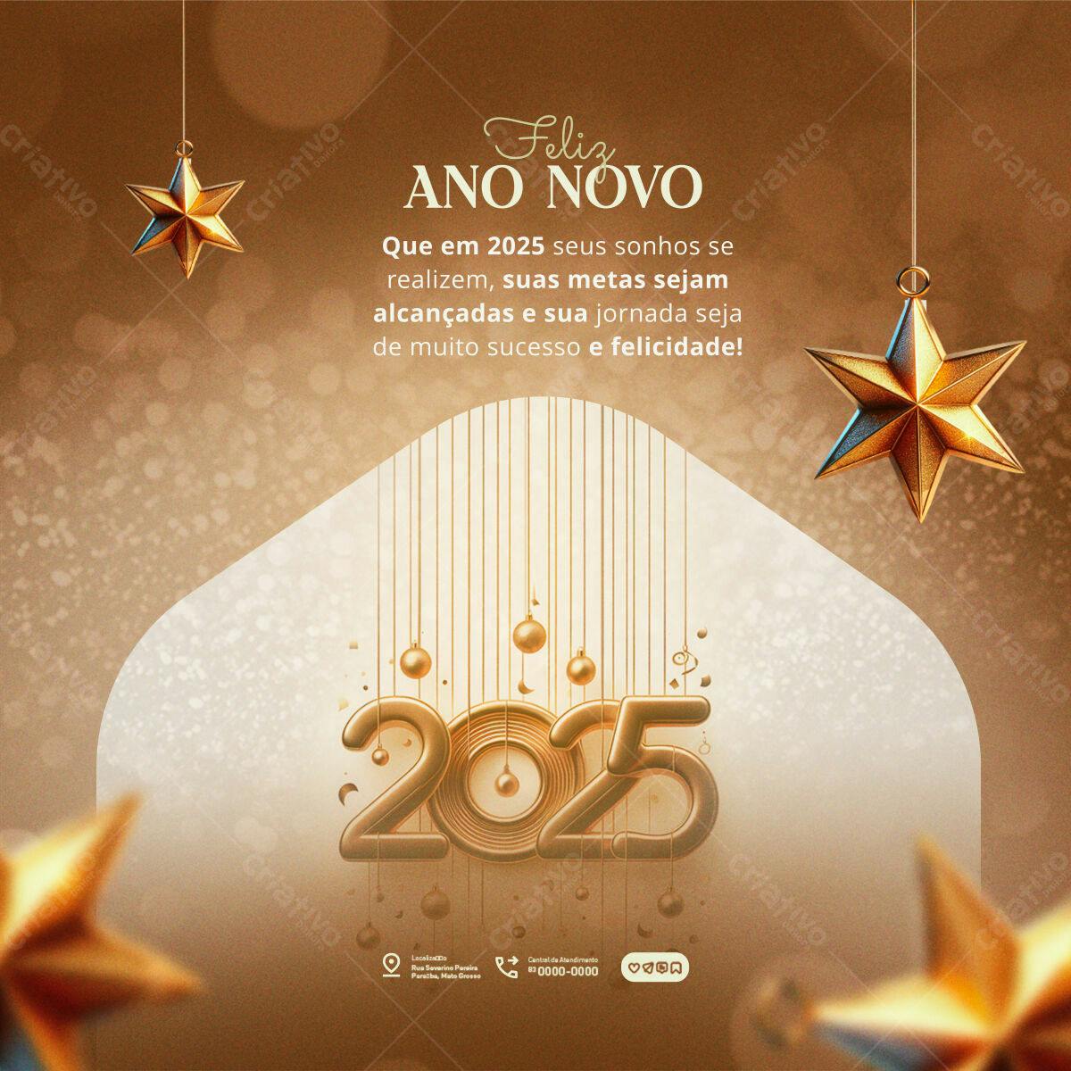 Postagem Ano Novo 2025 PSD Editável