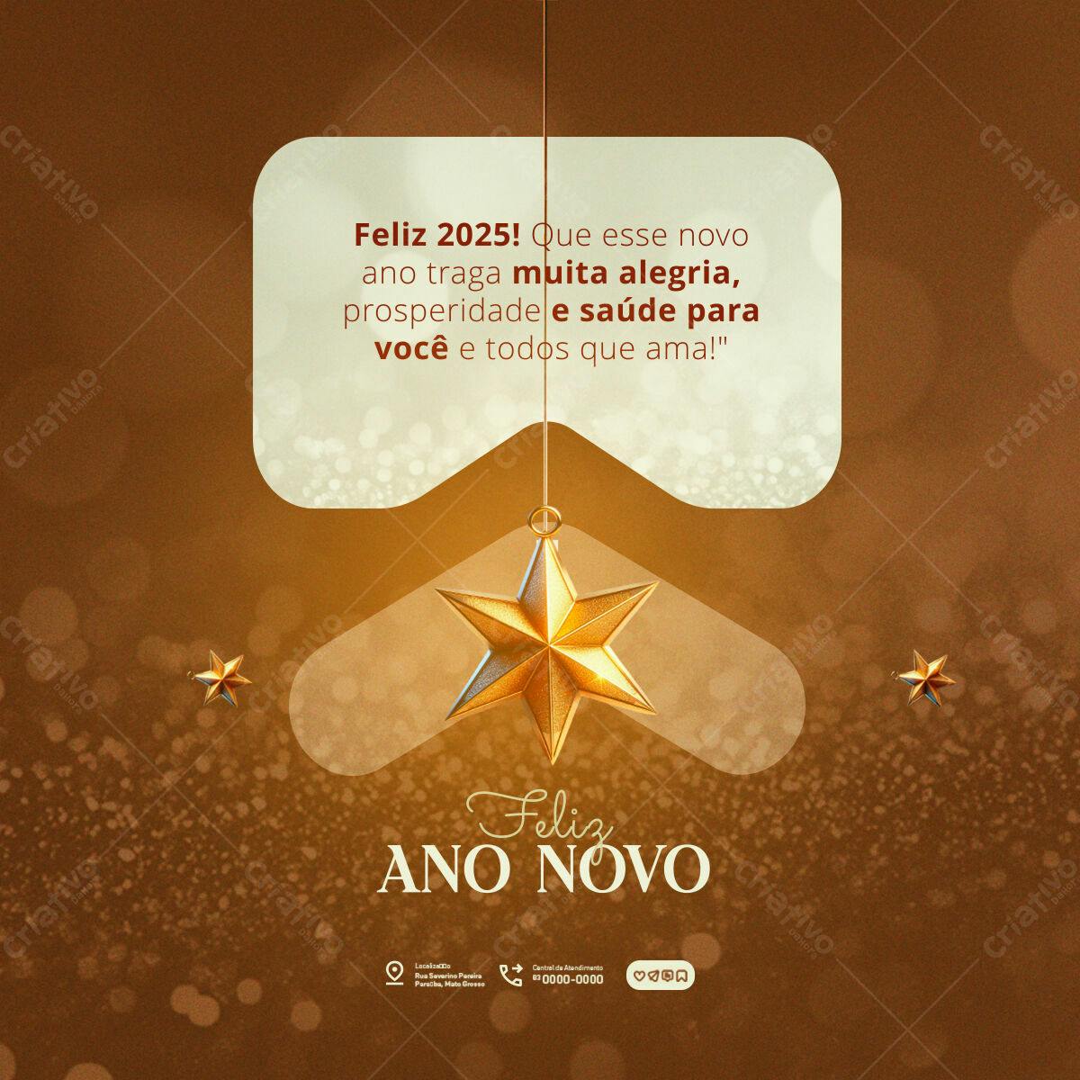 Postagem Feliz Ano Novo PSD Editável