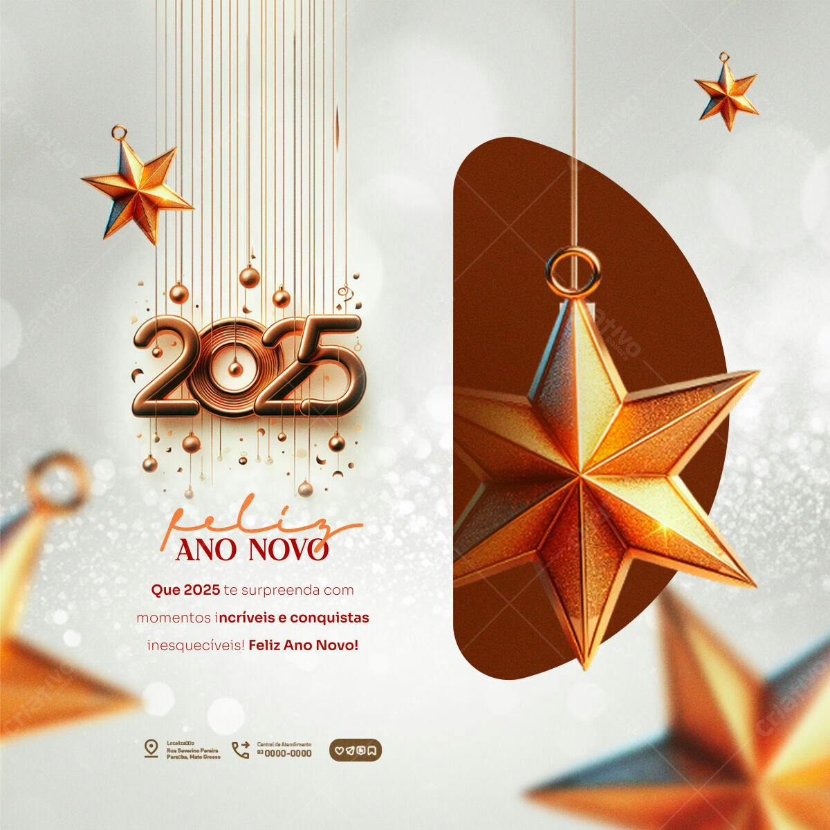 Flyer Feliz Ano Novo 2025 PSD Editável
