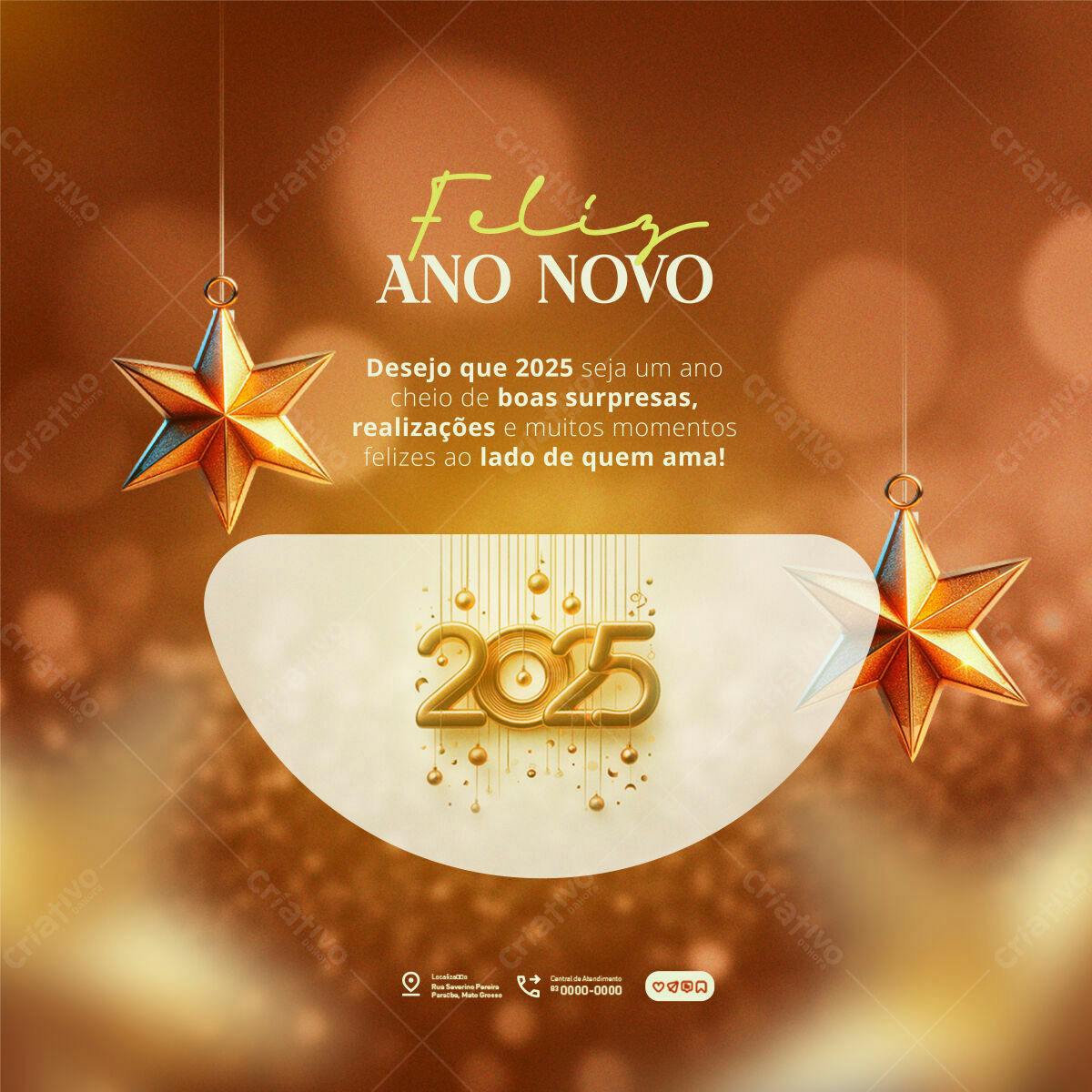 Postagem Feliz Ano Novo 2025 PSD Editável
