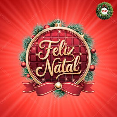 Selo Vermelho Feliz Natal 3D Psd Editável