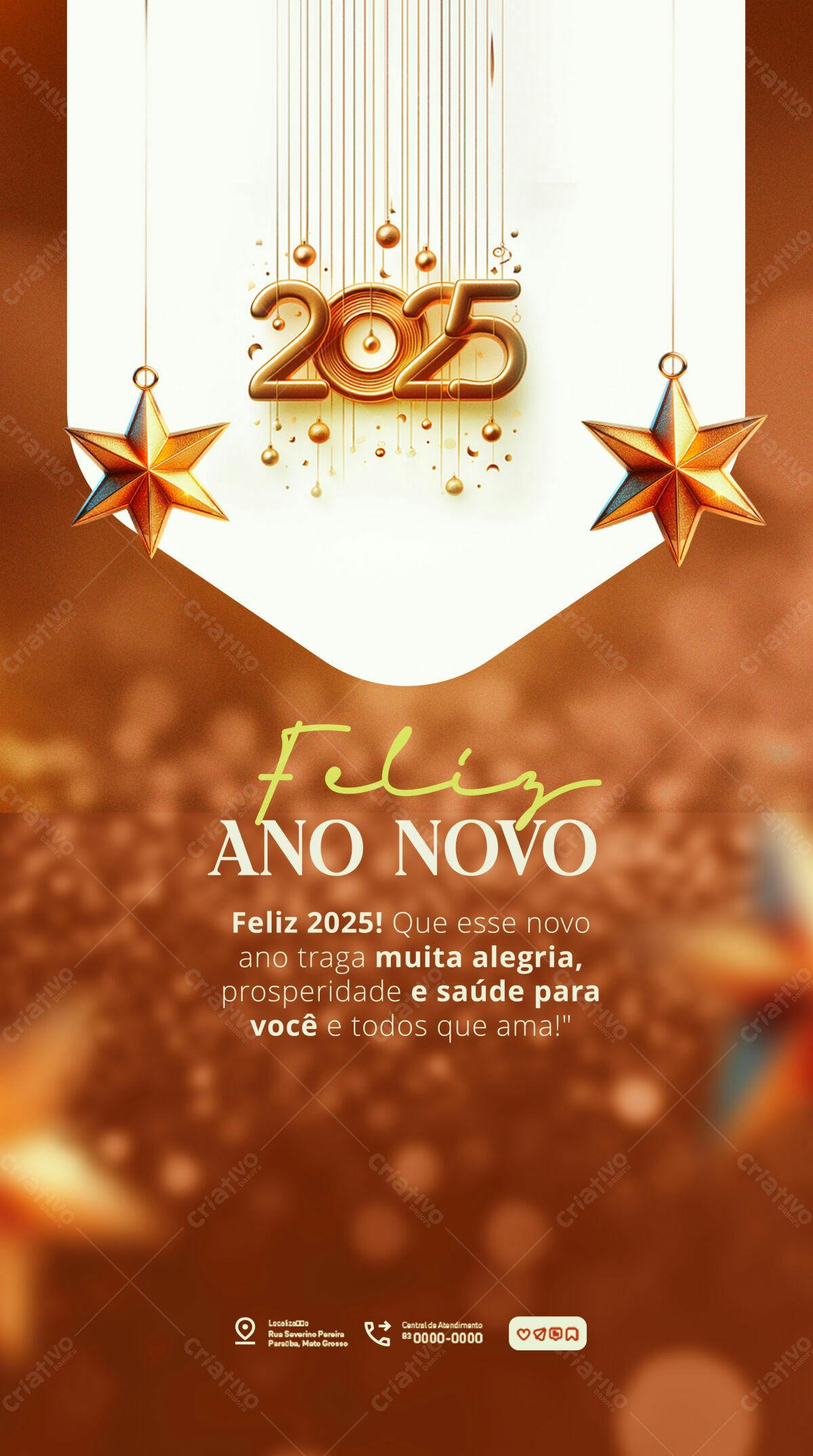 Flyer Feliz Ano Novo 2025 PSD Editável