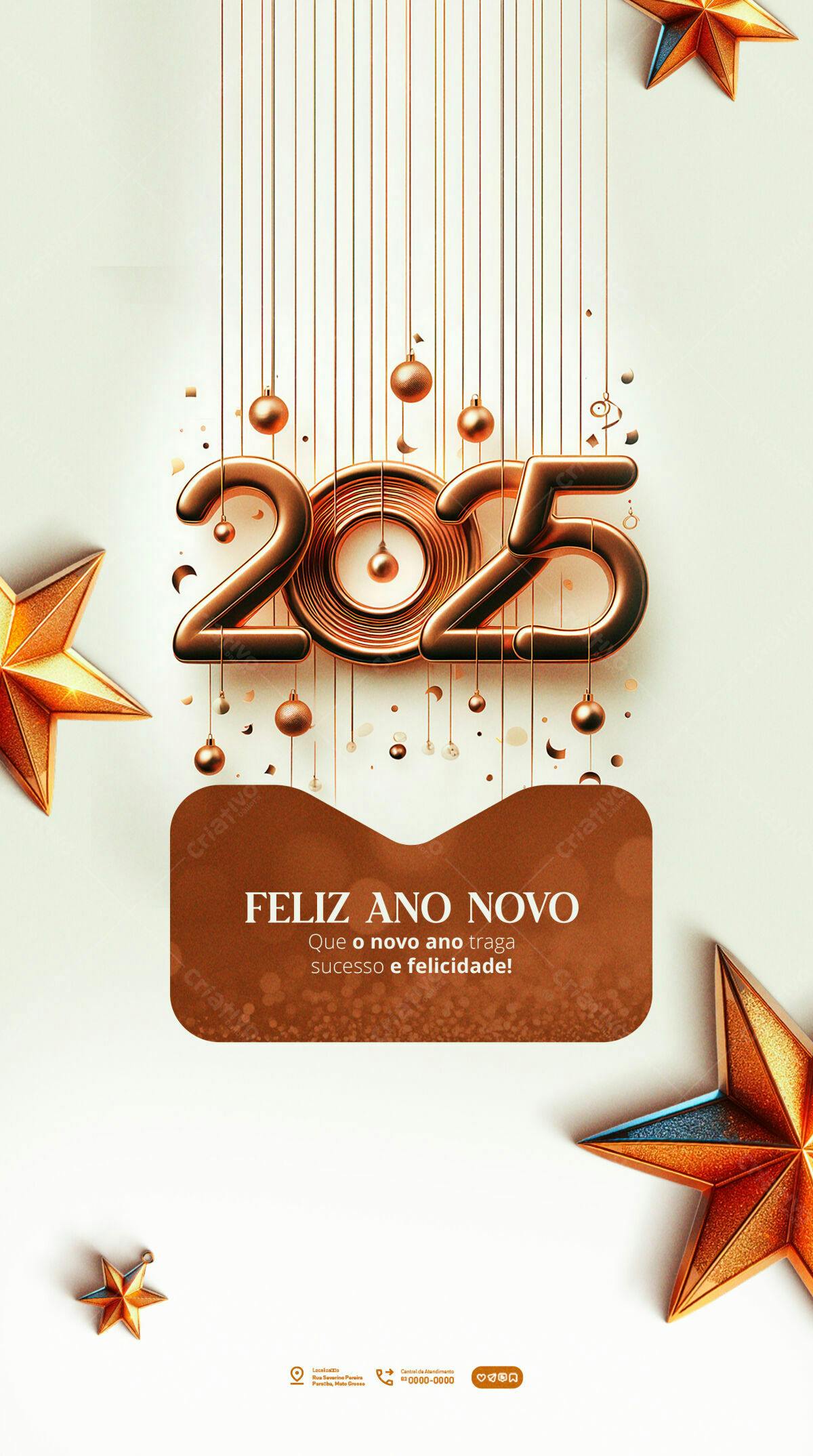Flyer Feliz Ano Novo 2025 PSD Editável