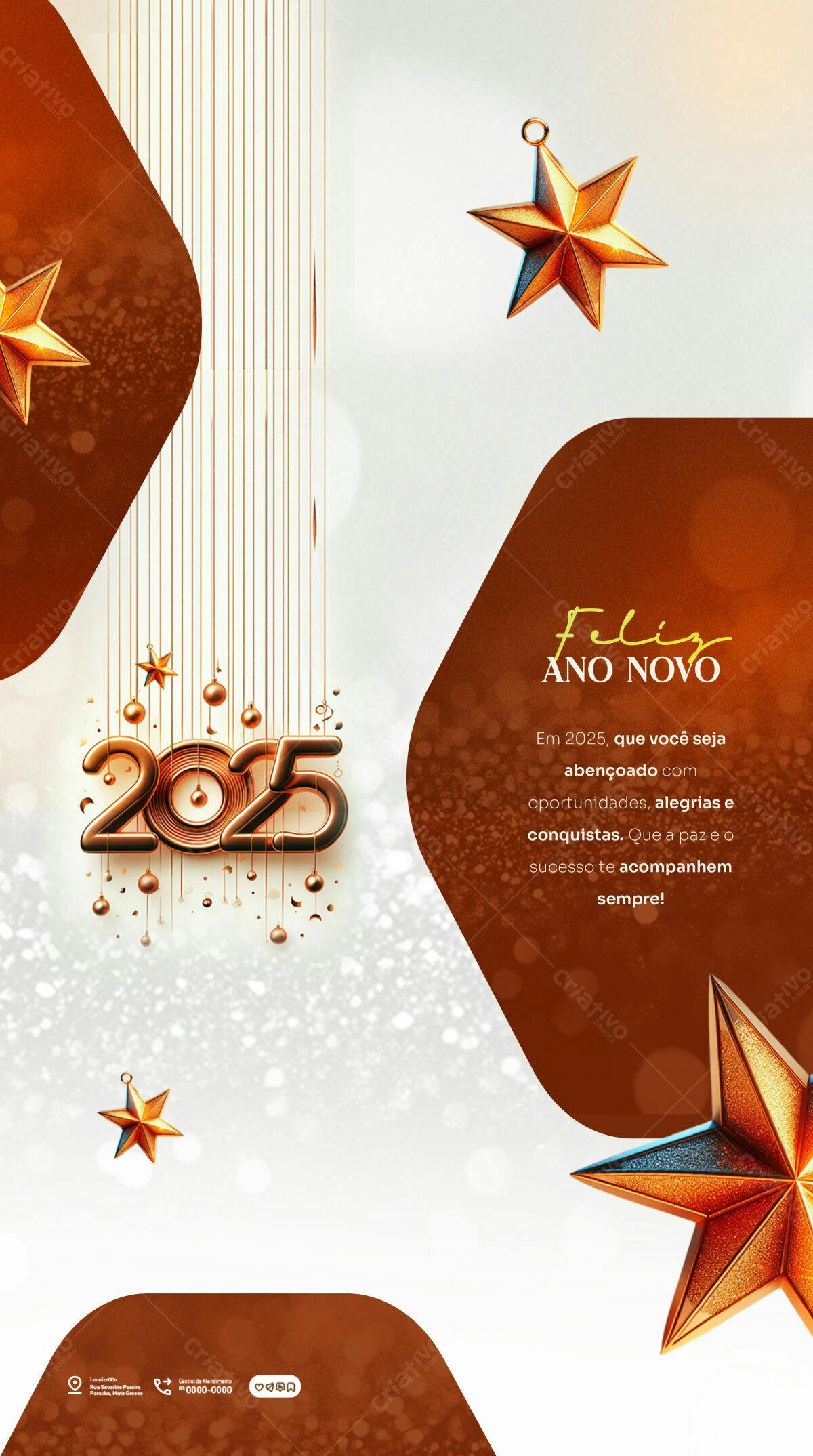 Flyer Feliz Ano Novo 2025 PSD Editável
