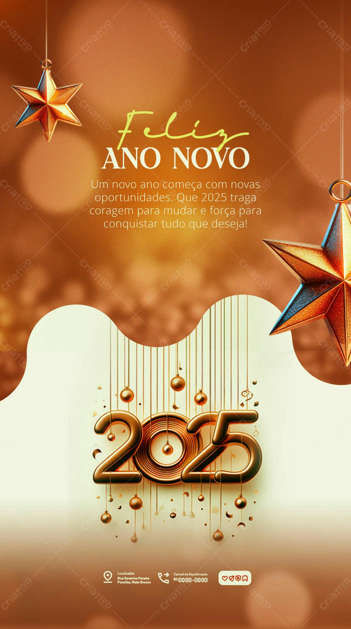 Flyer Feliz Ano Novo 2025 PSD Editável