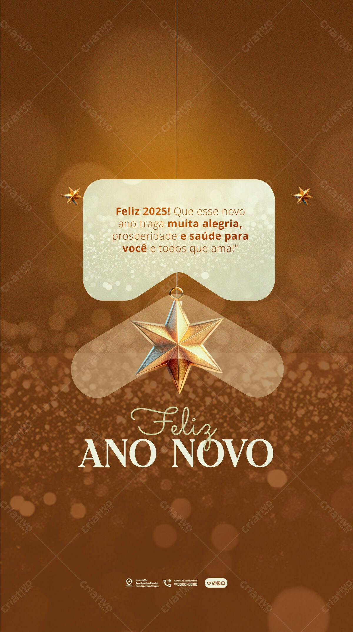 Postagem Feliz Ano Novo 2025 PSD Editável