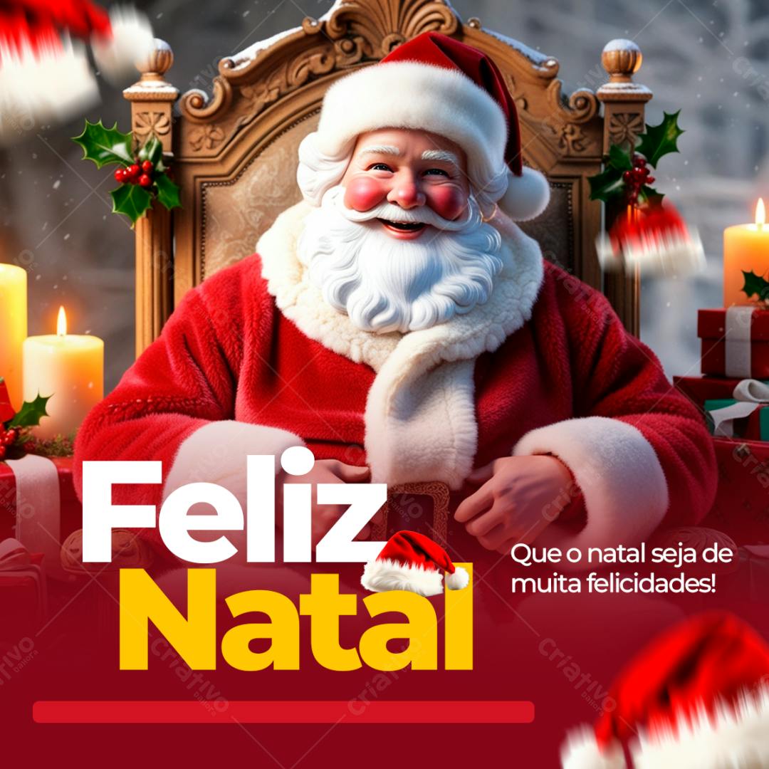 Postagem Feliz Natal Papai Noel PSD Editável