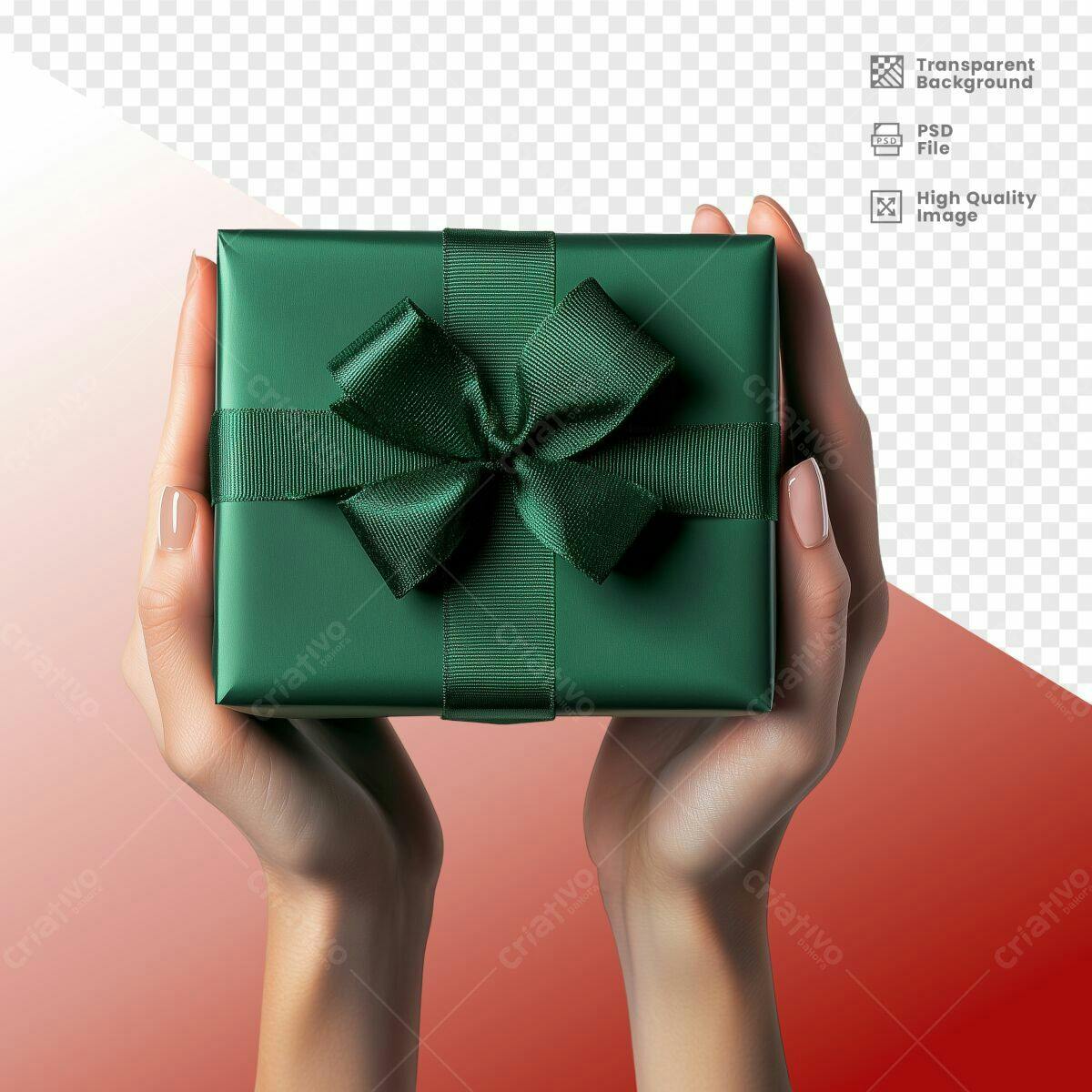 Mockup Caixa de Presente Verde Esmeralda PSD Editável