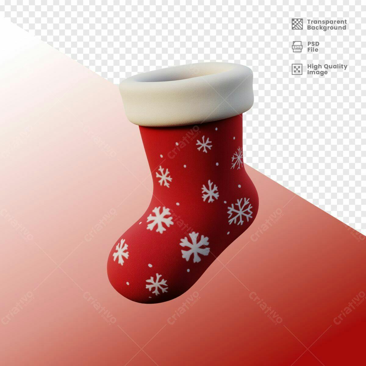 Meia de Natal 3D PSD Editável