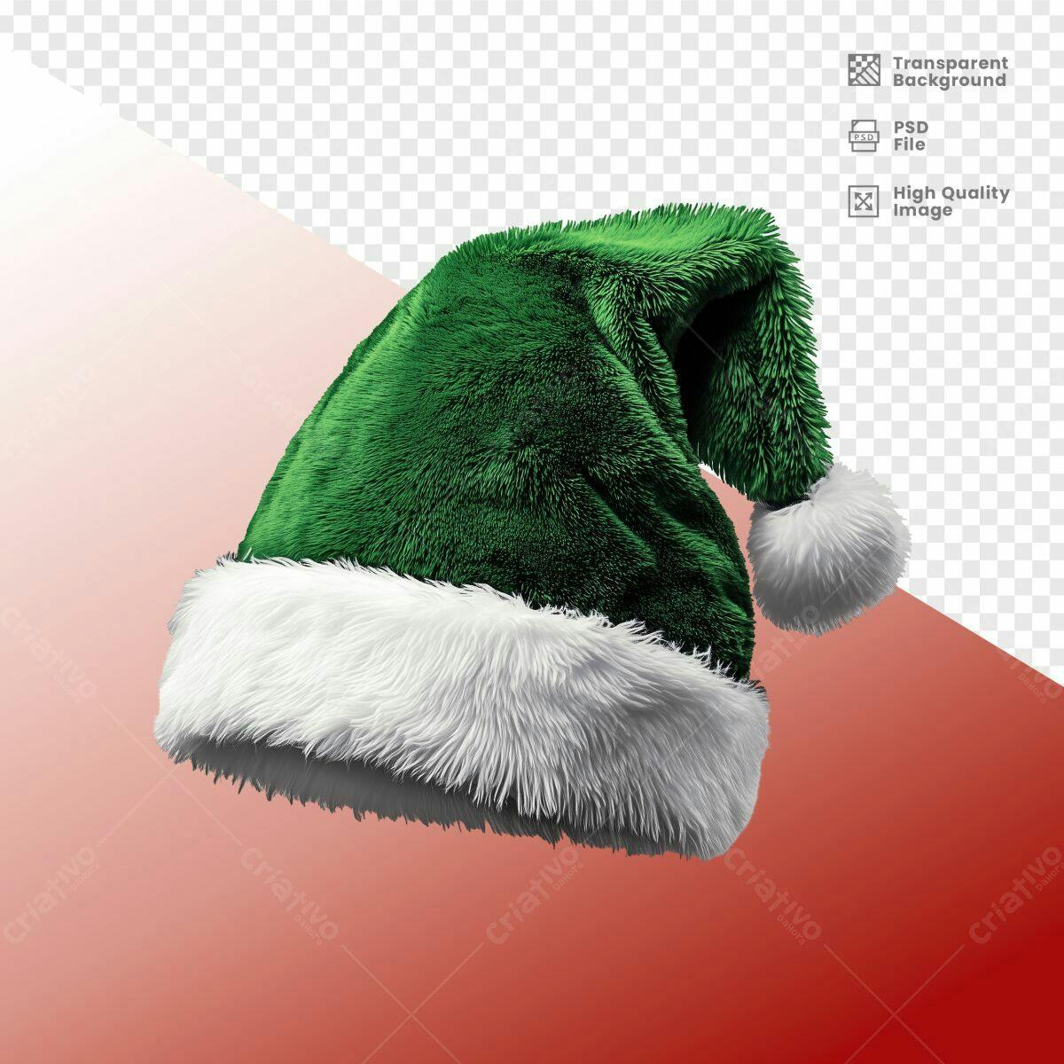 Chapéu de Natal Verde e Branco PSD Editável