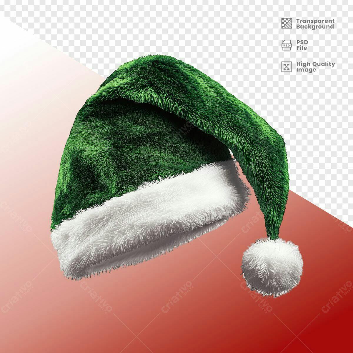 Chapéu Papai Noel Verde PSD Editável