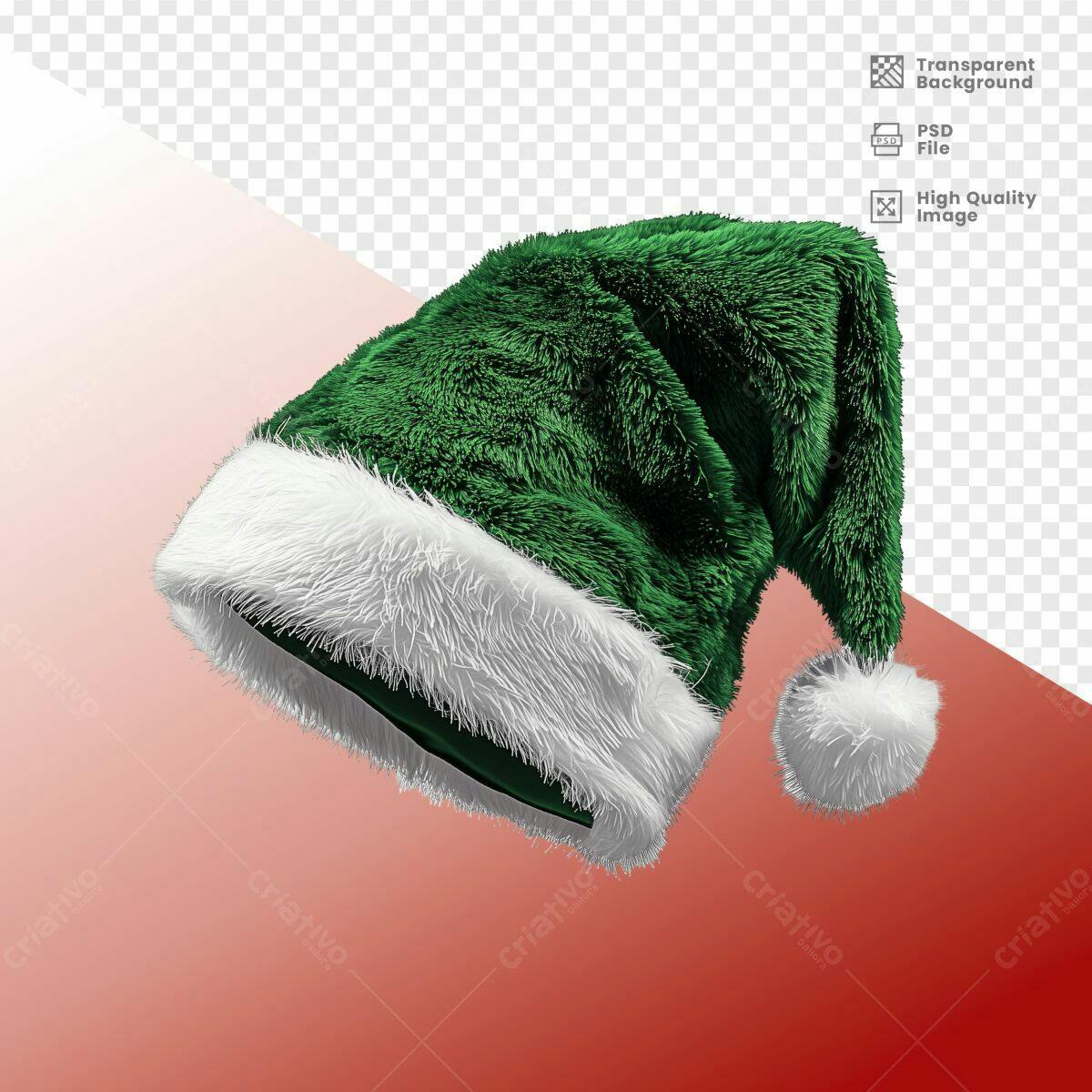 Mockup de Chapéu de Natal Verde e Branco PSD Editável