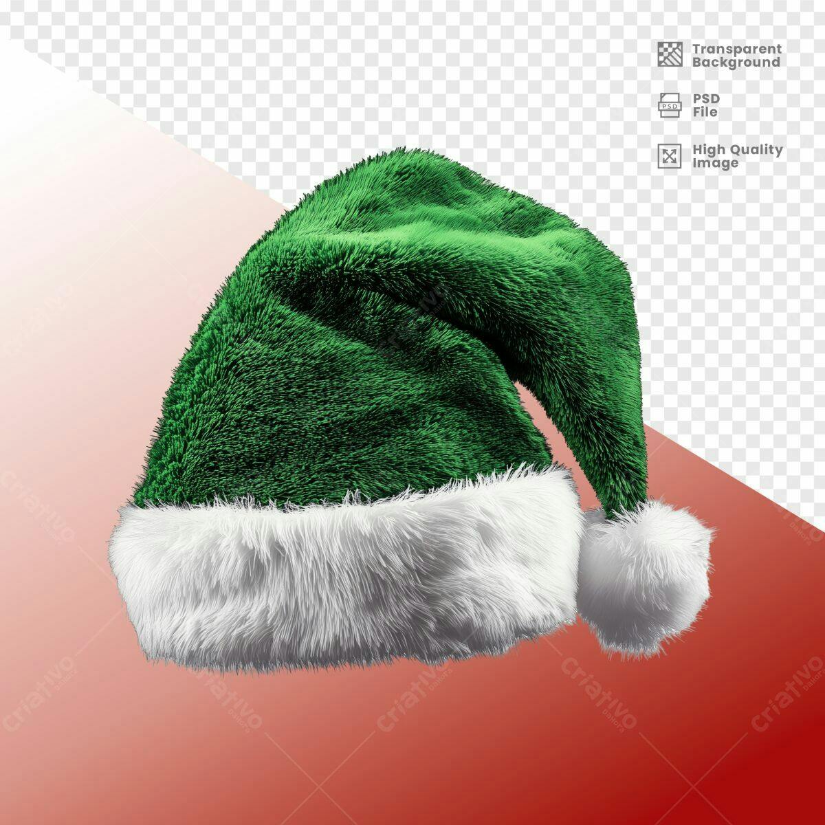 Chapéu de Natal Verde PSD Editável