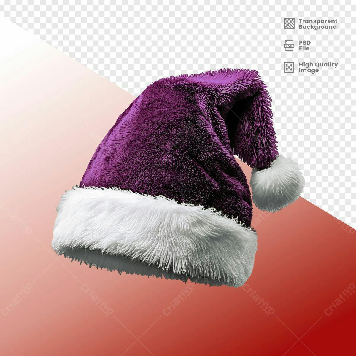 Chapéu Papai Noel Roxo Natal PSD Editável