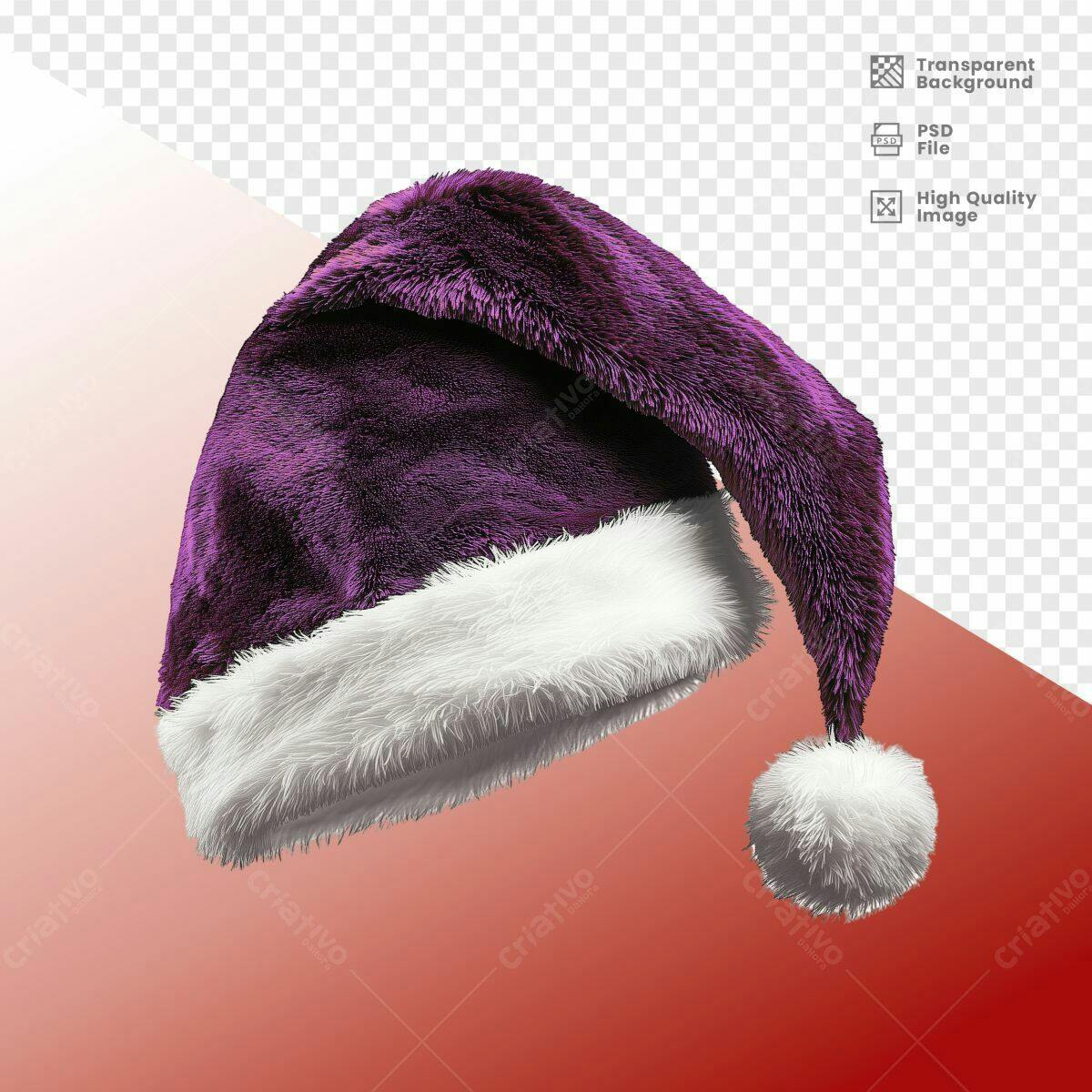 Chapéu Papai Noel Roxo PSD Editável